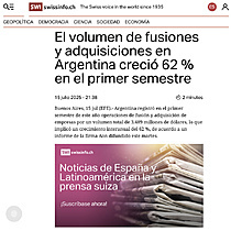 El volumen de fusiones y adquisiciones en Argentina creci� 62 % en el primer semestre